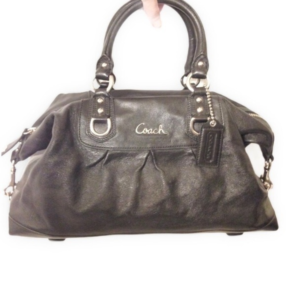 COACH black leather Ashley bag purse satchel